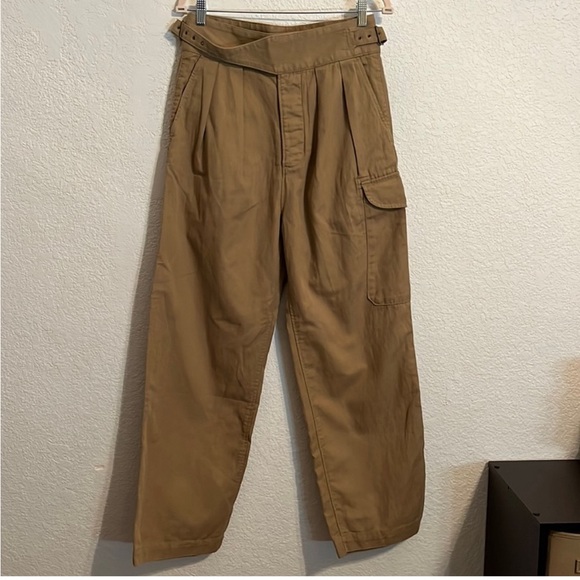 NWT Banana Republic High Rise khaki utility pants. Cotton Linen blend Sz.6S - Picture 2 of 9